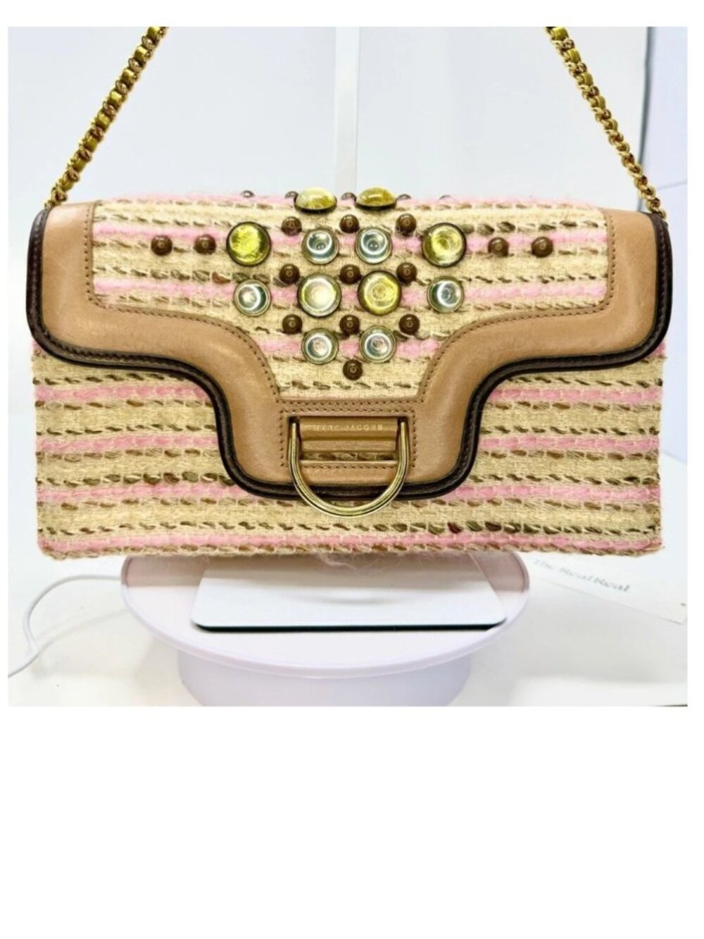 Marc Jacobs Vintage 2011 Runway Jeannie Jewel Applique Tweed Clutch Bag - Picture 3 of 14